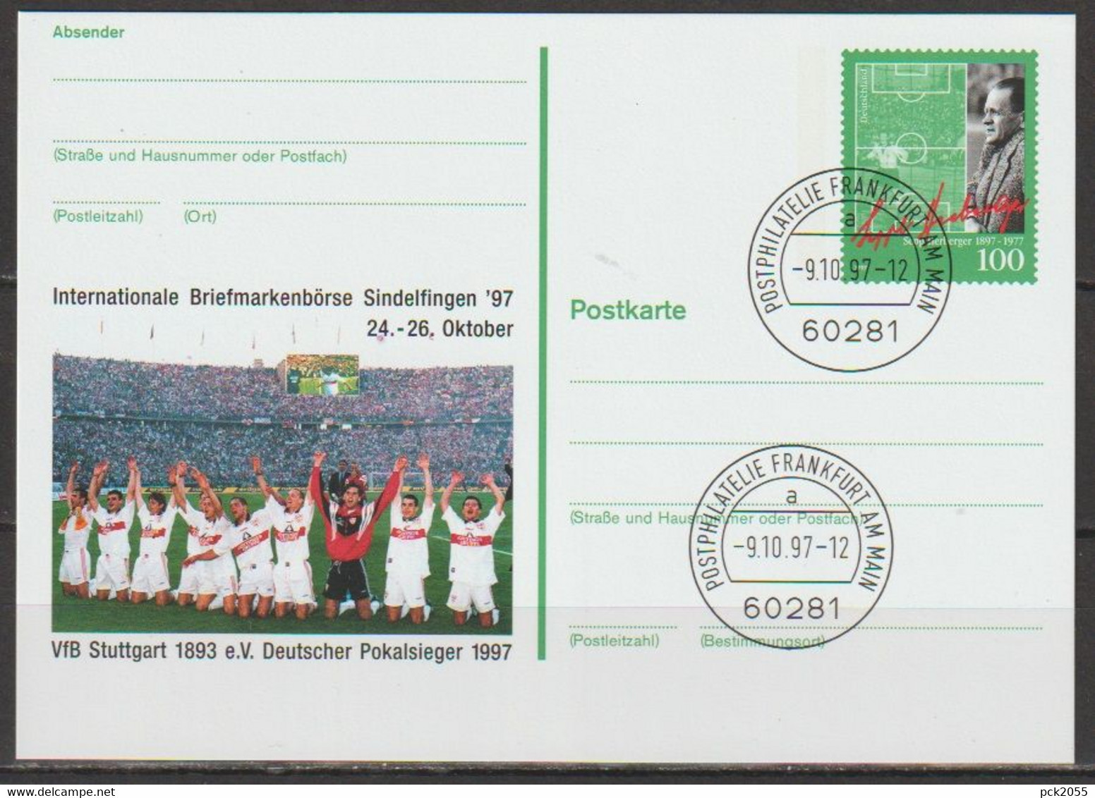 BRD Ganzsache 1997 PSo50 Briefmarkenbörse Sindelfingen EST. 9.10.97 Postphilatelie Frankfurt(d186)günstige Versandkosten - Postkarten - Gebraucht
