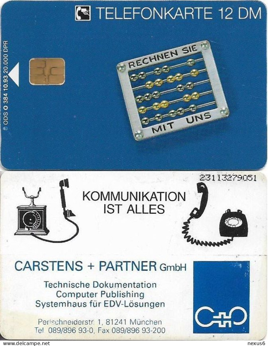 Germany - Kommunikation Ist Alles (Overprint ''Carstens + Partner GmbH'') - O 0384-13 - 10.1993, 12DM, Used - O-Series: Kundenserie Vom Sammlerservice Ausgeschlossen