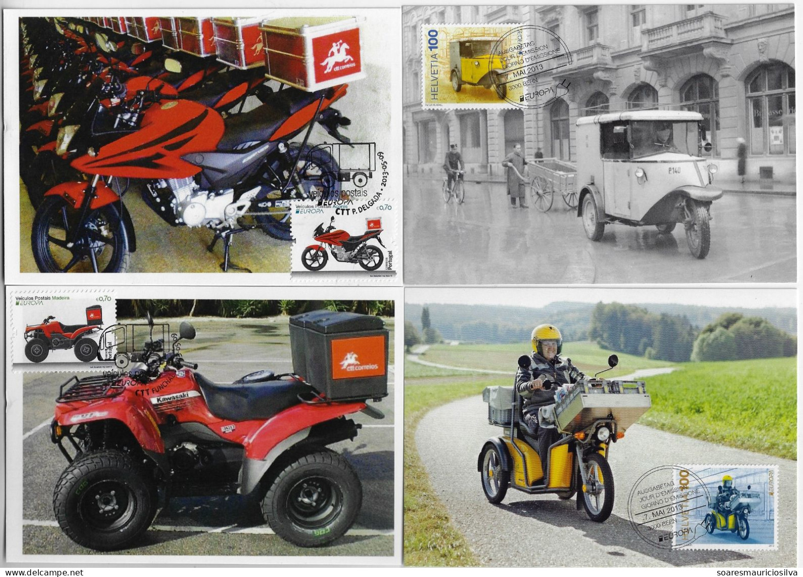 Portugal Switzerland 2009/2013 4 Maximum Card Transport Motorcycle Tricycle Quadricycle Polaris Kyburz Tribelhorn Honda - Motorräder