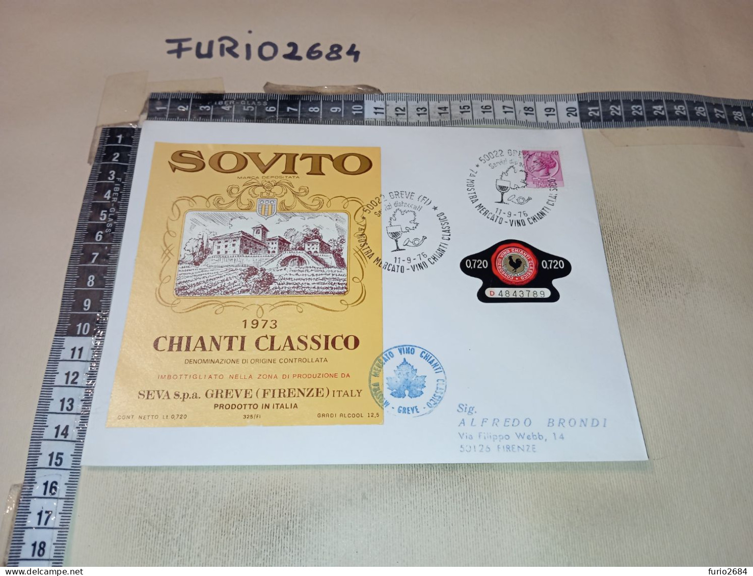 HB12182 ETICHETTA SOVITO 1973 CHIANTI CLASSICO SEVA S.P.A. GREVE IN CHIANTI - Andere & Zonder Classificatie