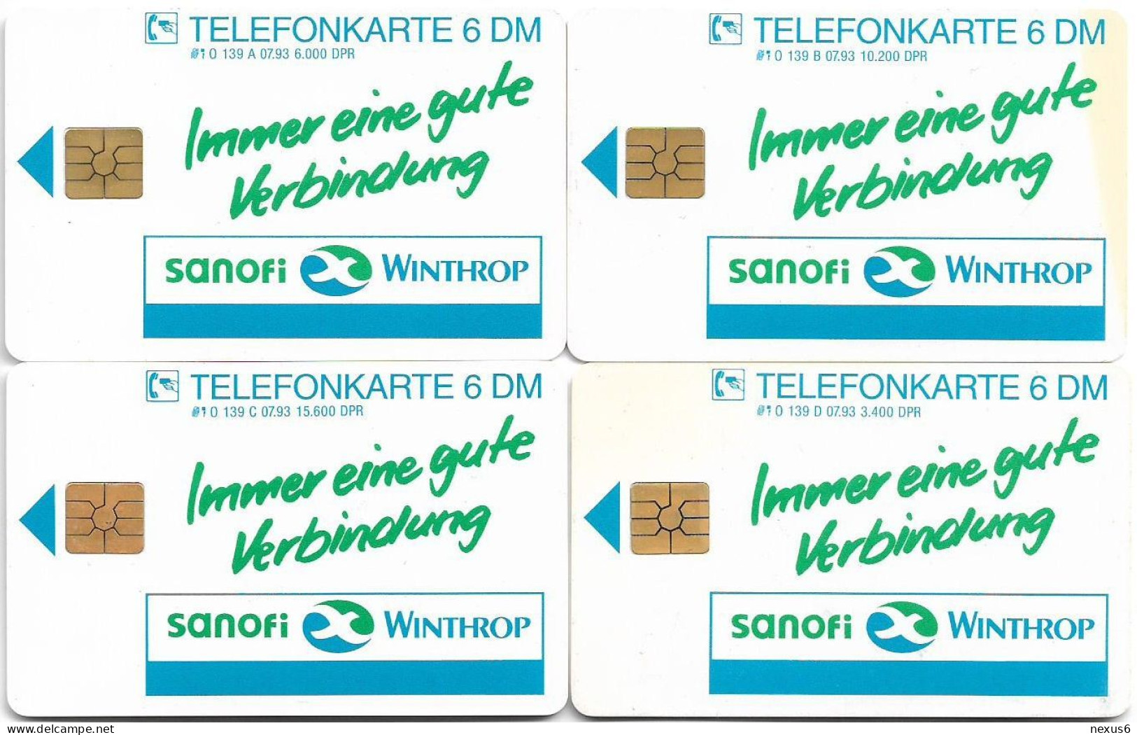 Germany - Sanofi Winthrop Complete Set Of 4 Cards - O 0139A-D - 07.1993, 6DM, ≈ 8.800ex, Used - O-Series: Kundenserie Vom Sammlerservice Ausgeschlossen