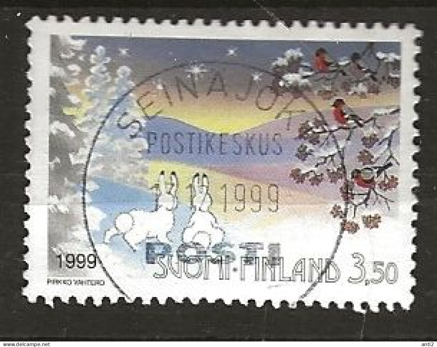 Finland 1999  Christmas, Rabbits And Birds In A Snowy Mountain Landscape Mi 1501 MNH(**) - Gebruikt