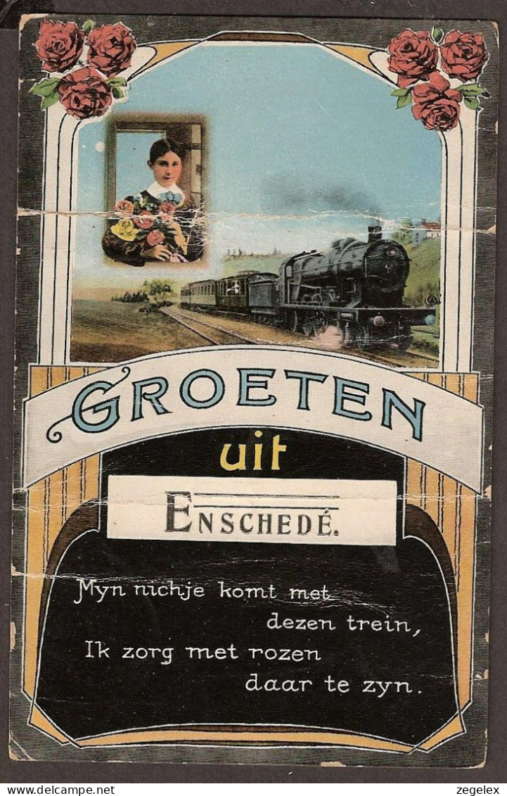 Enschede - Groeten Uit Enschede - Stoomtrein - Rond 1905 - Enschede