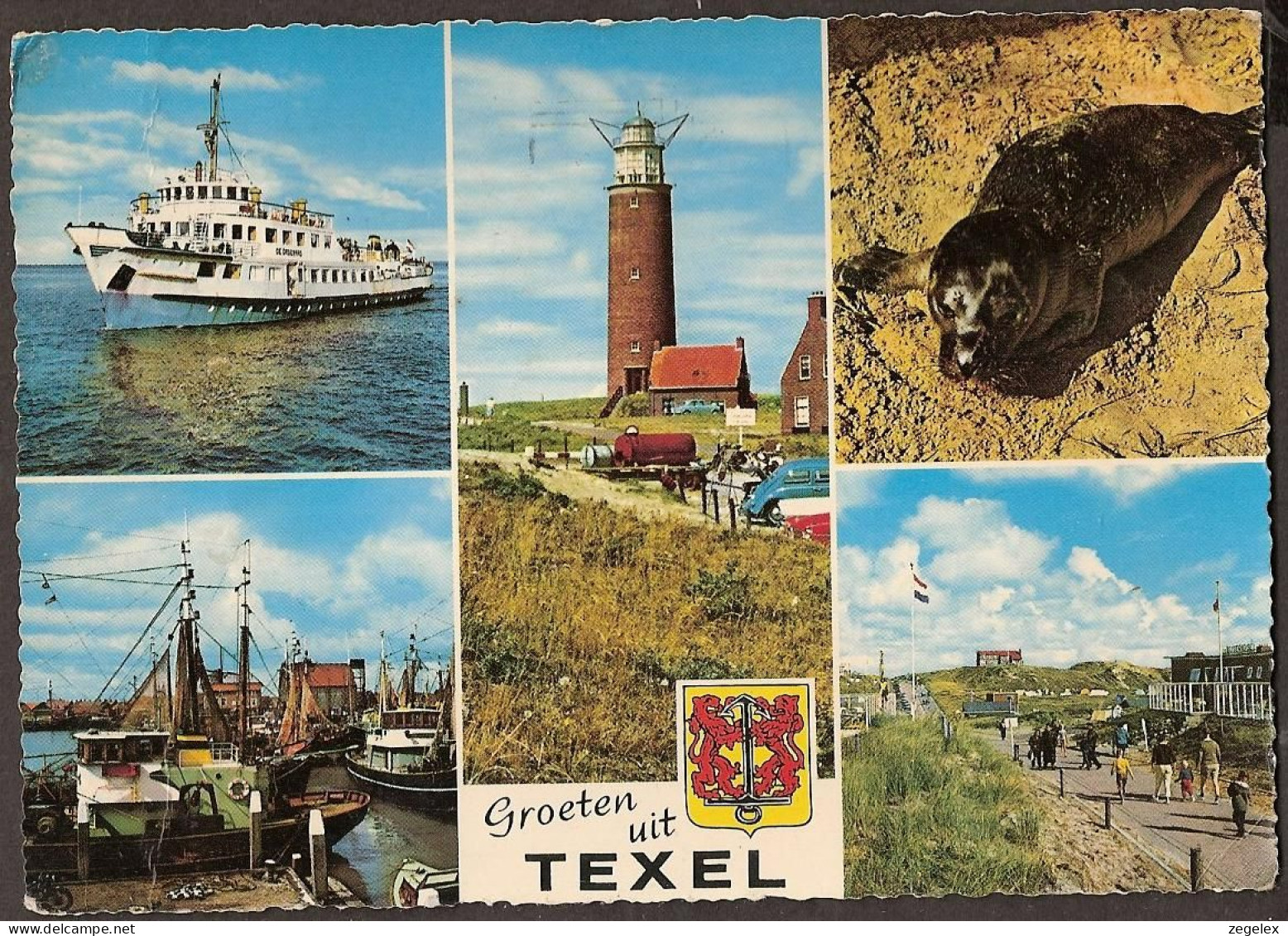 Texel, Vissersboten, Vuurtoren, Zeehond, Strandweg - 1962, Leuchtturm, Phare, Lighthouse - Texel