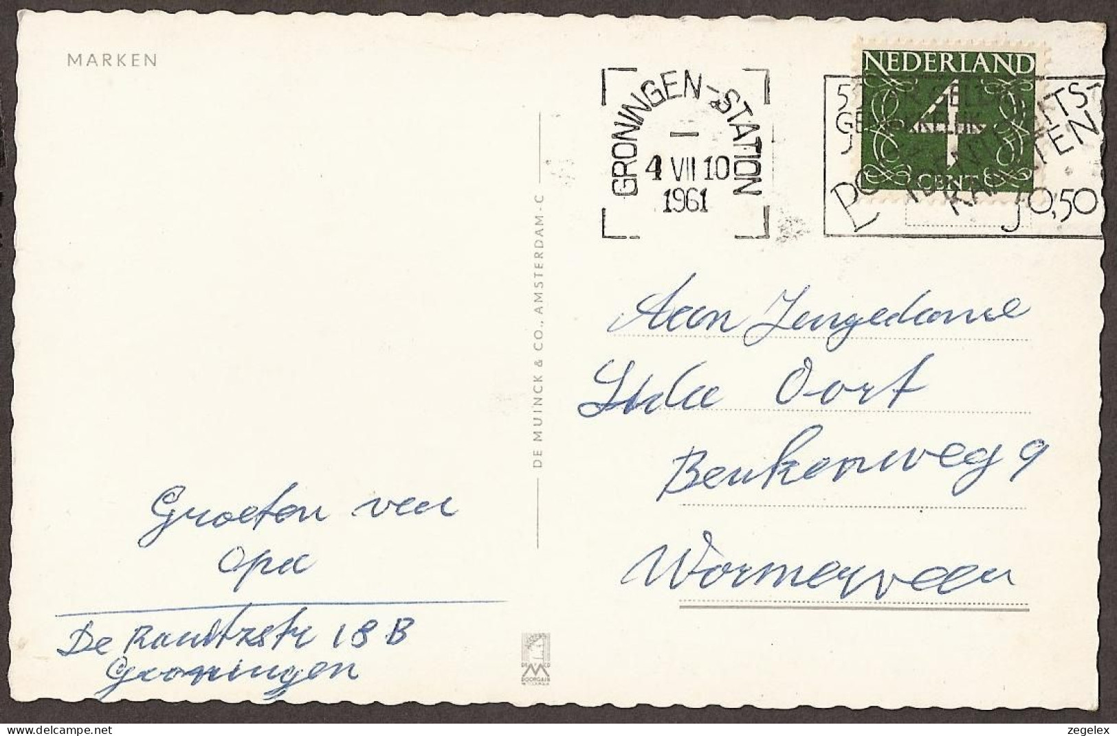 Marken - Meisjes In Klederdracht Bij Ophaalbrug - Stempel 1961 - Marken