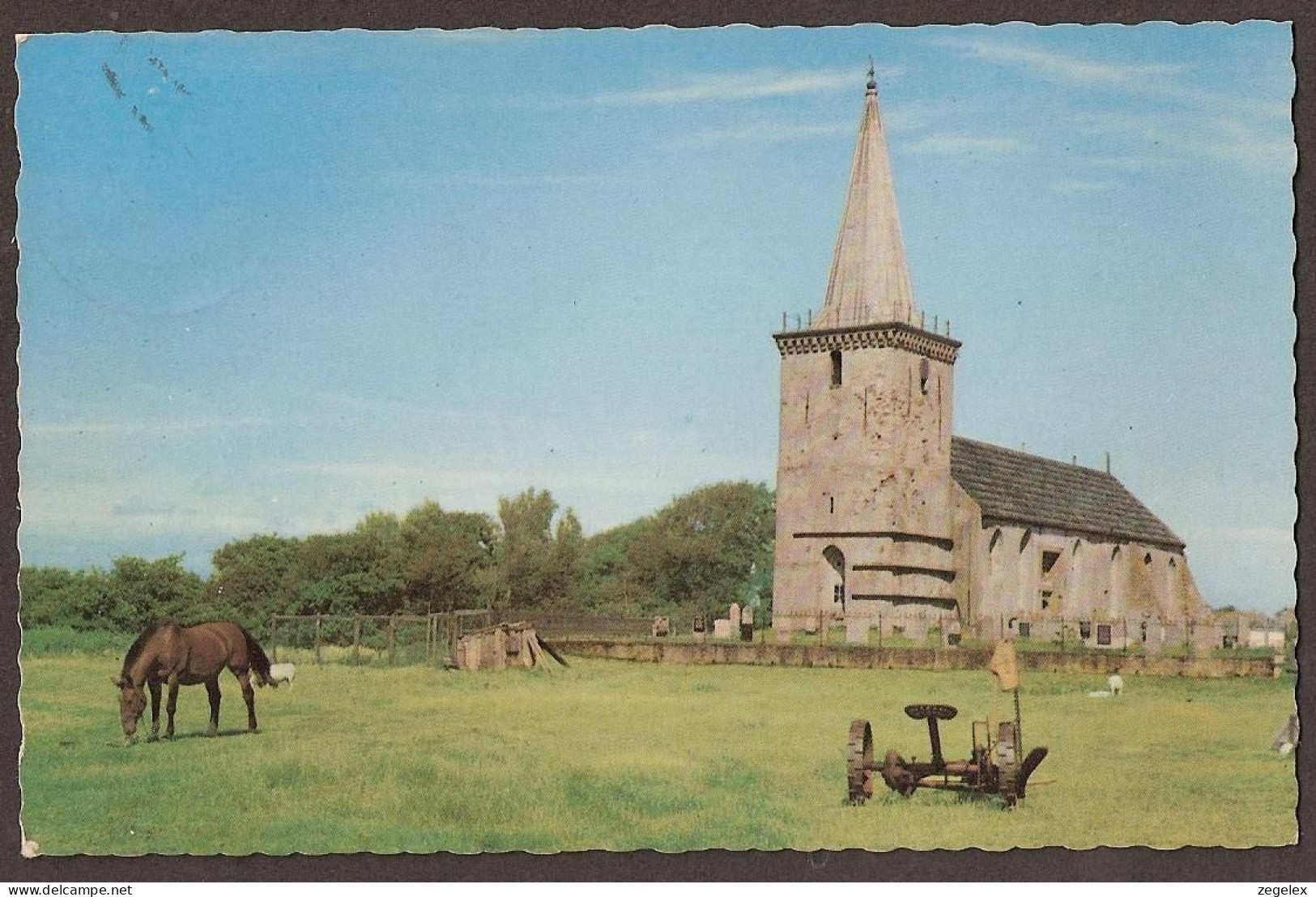 Hoorn - Terschelling - 13e Eeuwse Kerk (!) Met Paard, Schapen En Landbouwwerktuig - 1965 - Terschelling