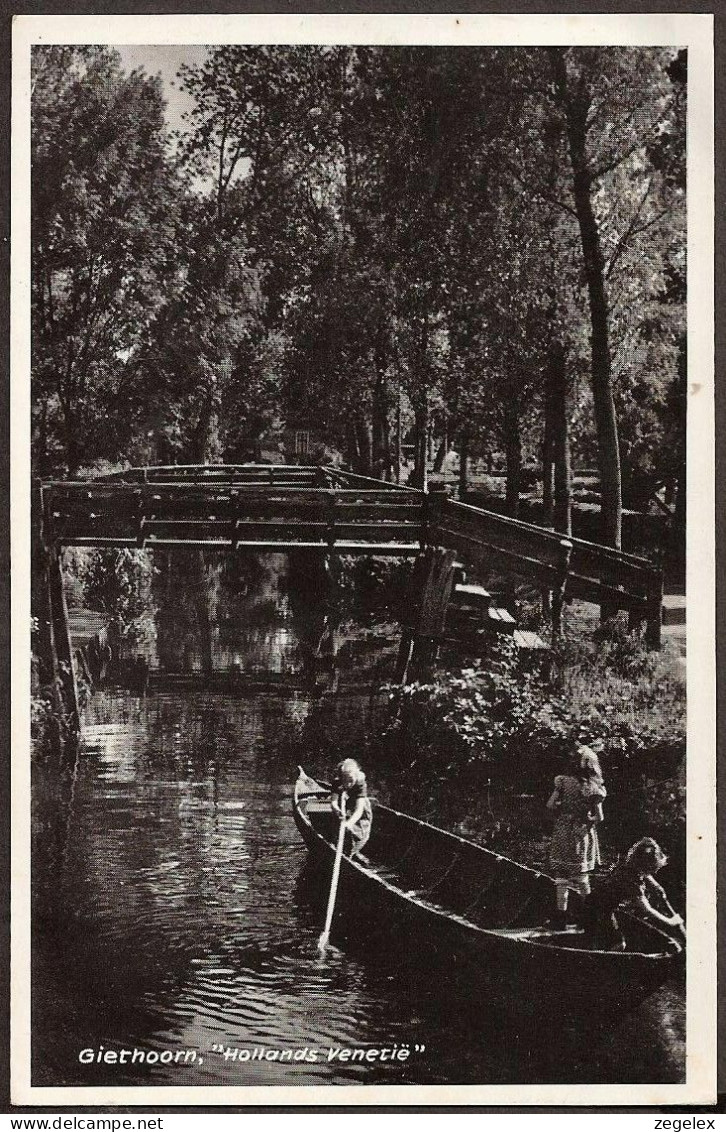 Giethoorn - Hollands Venetie - 1952.   Brug En Bootje - Giethoorn