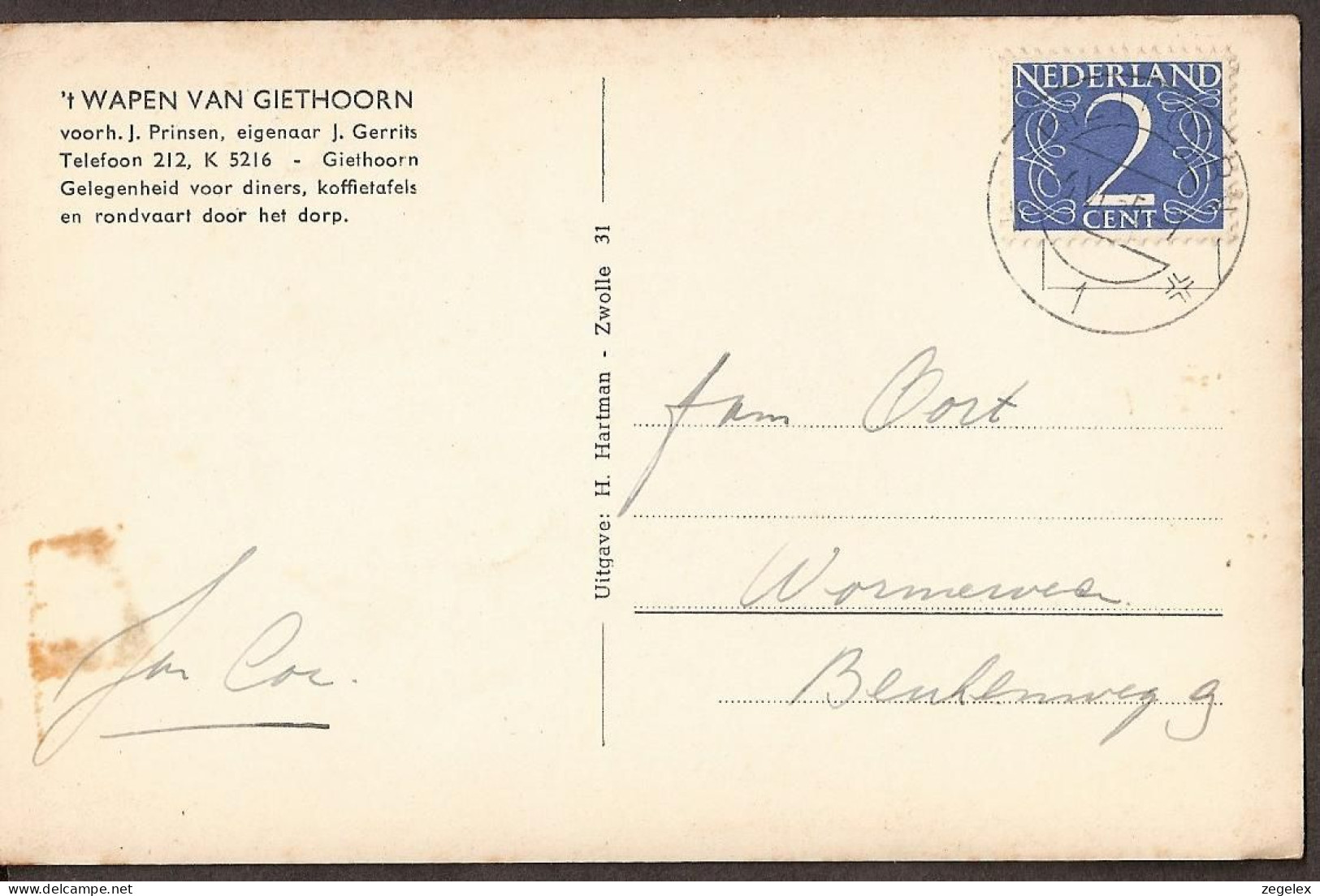 Giethoorn - Hollands Venetie - 1955 ('t Wapen Van Giethoorn) Brug En Bootje - Giethoorn