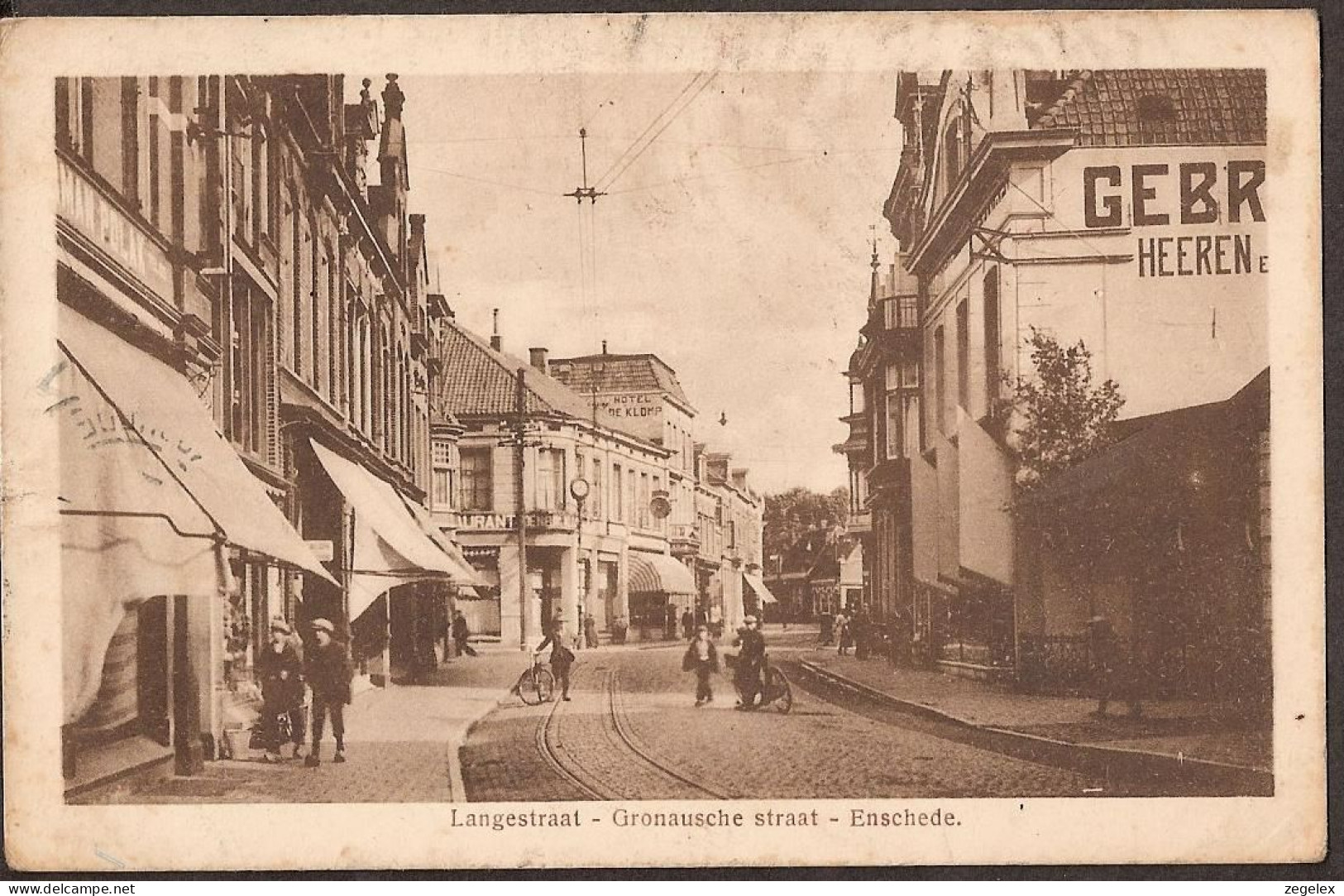 Enschede - Langestraat - Gronausche Straat Met Trambaan.1920 - Enschede