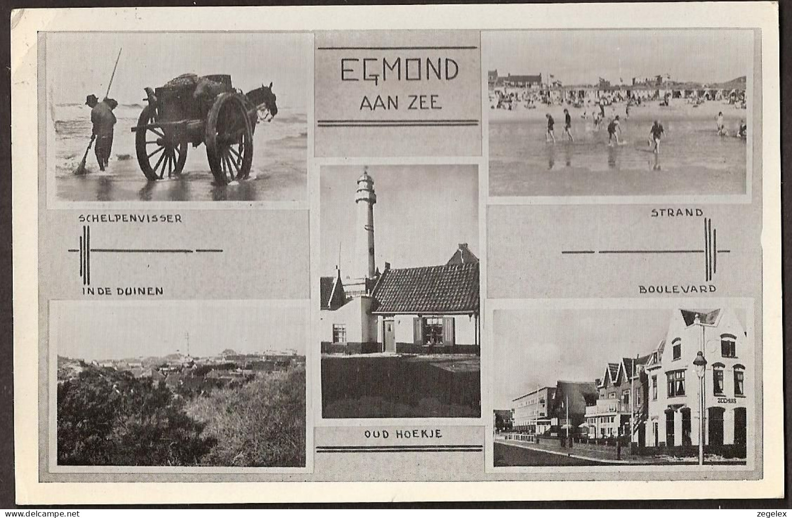 Egmond Aan Zee 1958 - Schelpenvisser Met Paard En Wagen, Strandleven, Pêcheur, Vuurtoren, Leuchtturm, Lighthouse - Egmond Aan Zee