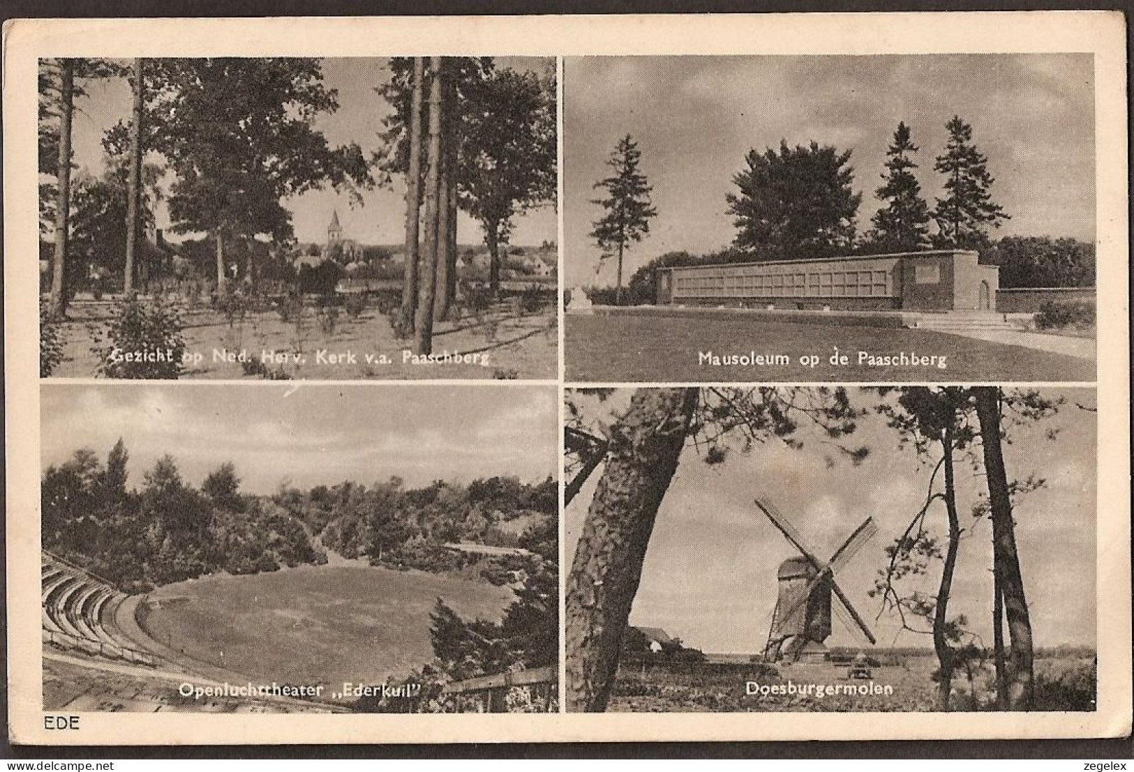 Ede,Doesburgermolen, Ned Herv Kerk, Openluchttheater "Ederkuil"Mausoleum Op De Paaschberg, Windmill 1950 - Ede