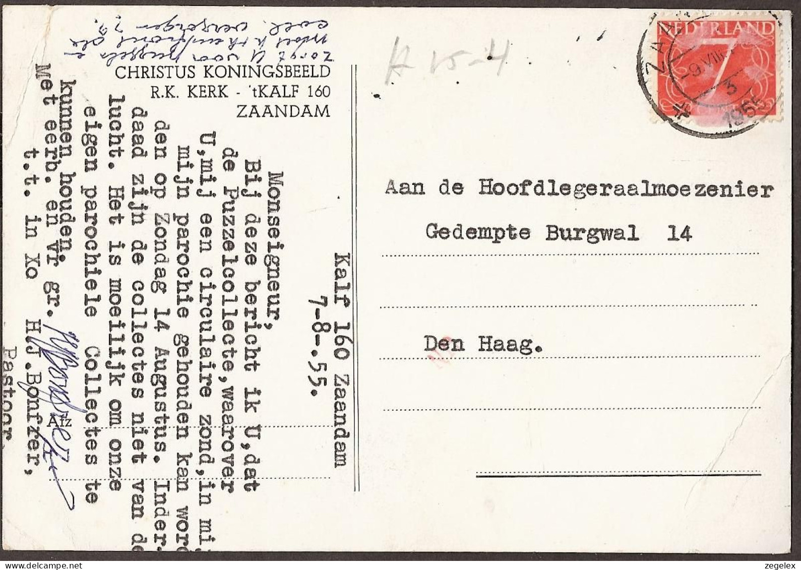 Zaandam, Christus Koningsbeeld R.K.Kerk 't Kalf 160 Te Zaandam - 1955 - Zaandam