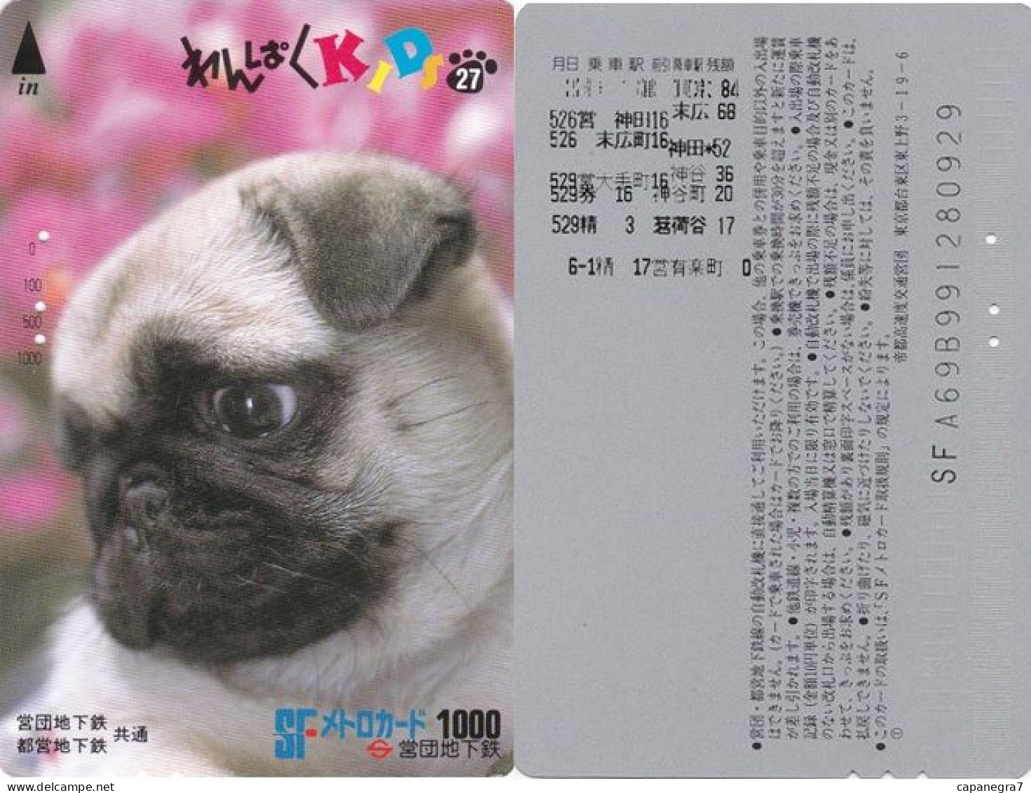 Hund, Transport Ticket, SF Card, Japan - Japon