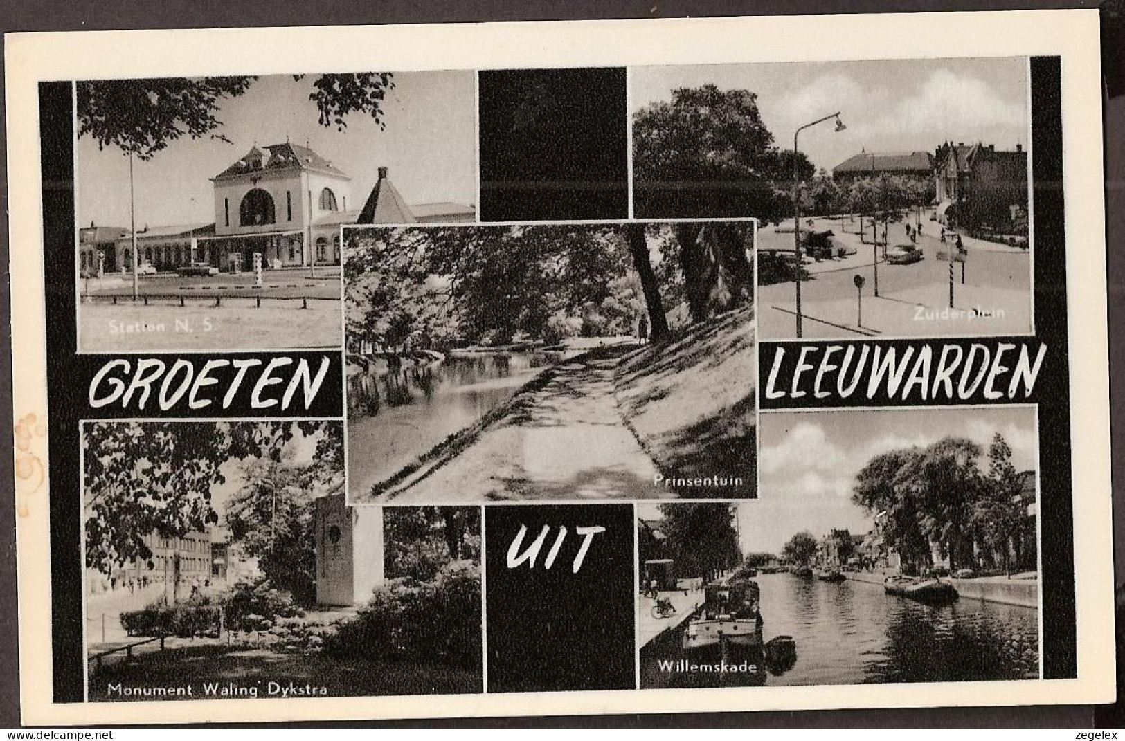 Leeuwarden - Station - Prinsentuin- Zuiderplein - Willemskade - Monument Waling Dykstra - Rond 1965 - Leeuwarden