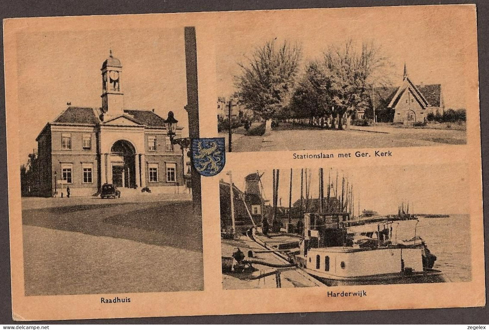 Harderwijk - Raadhuis, Stationslaan Met Gereformeerde Kerk, Haven - 1947 - Harderwijk