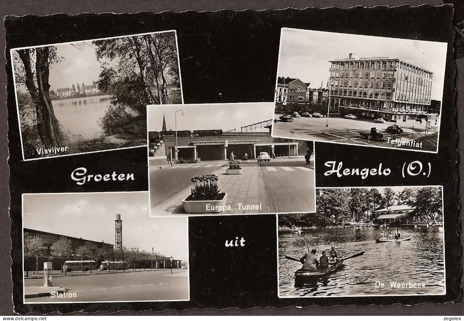 Hengelo - Visvijver, Telgenflat, Europa Tunnel, Station Met Autobussen, De Waarbeek - Rond 1958 - Hengelo (Ov)