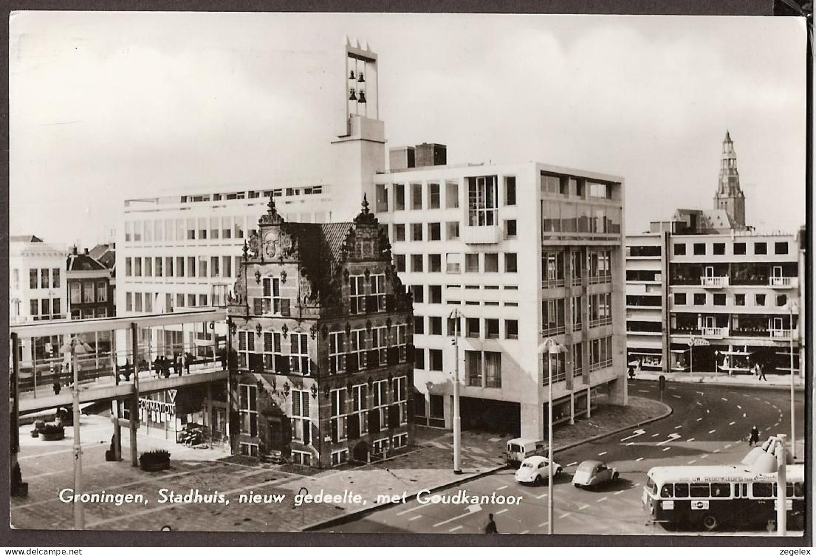 Groningen -  Stadhuis, Nieuw Gedeelte, Met Goudkantoor - Trolleybus -1966 - Groningen