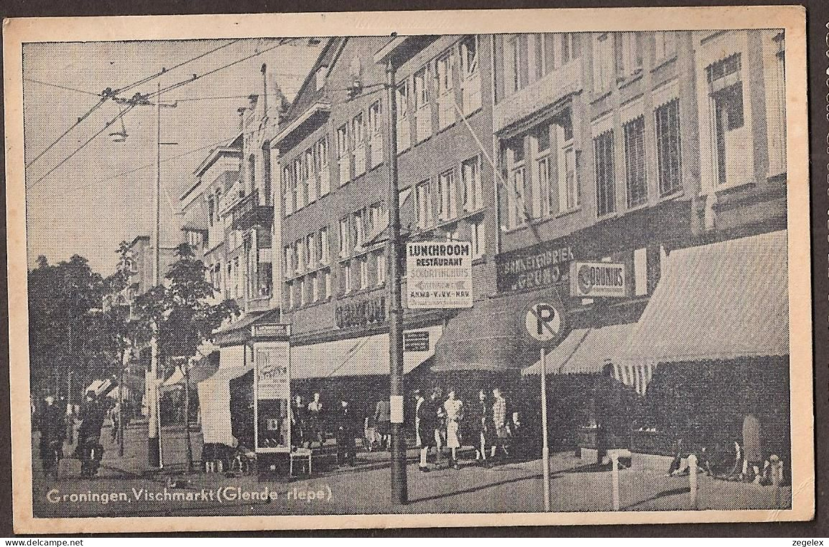 Groningen  - Vischmarkt (Glende Riepe) - Straatbeeld 1946 (geschreven Met Potlood) - Groningen