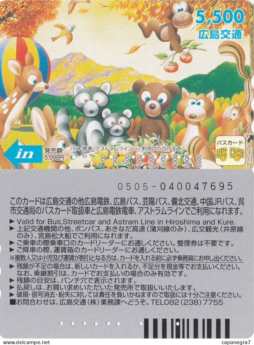 Animals, Japan, Hiroshima, Bus Card - Japan