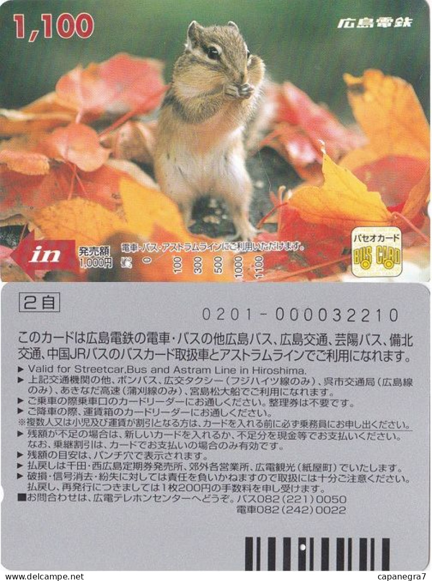 Chipmunk, Japan, Hiroshima, Bus Card - Japón