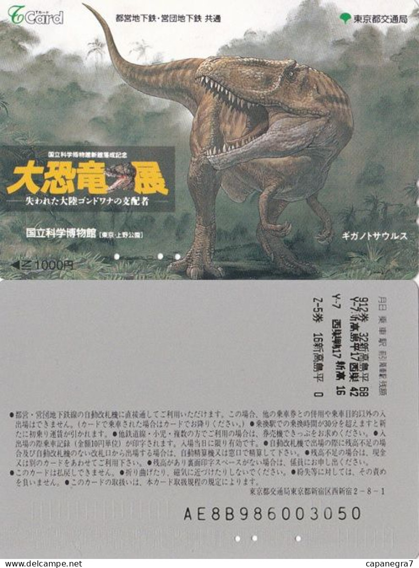 Dinosaurus, Railways Card, Japan - Giappone