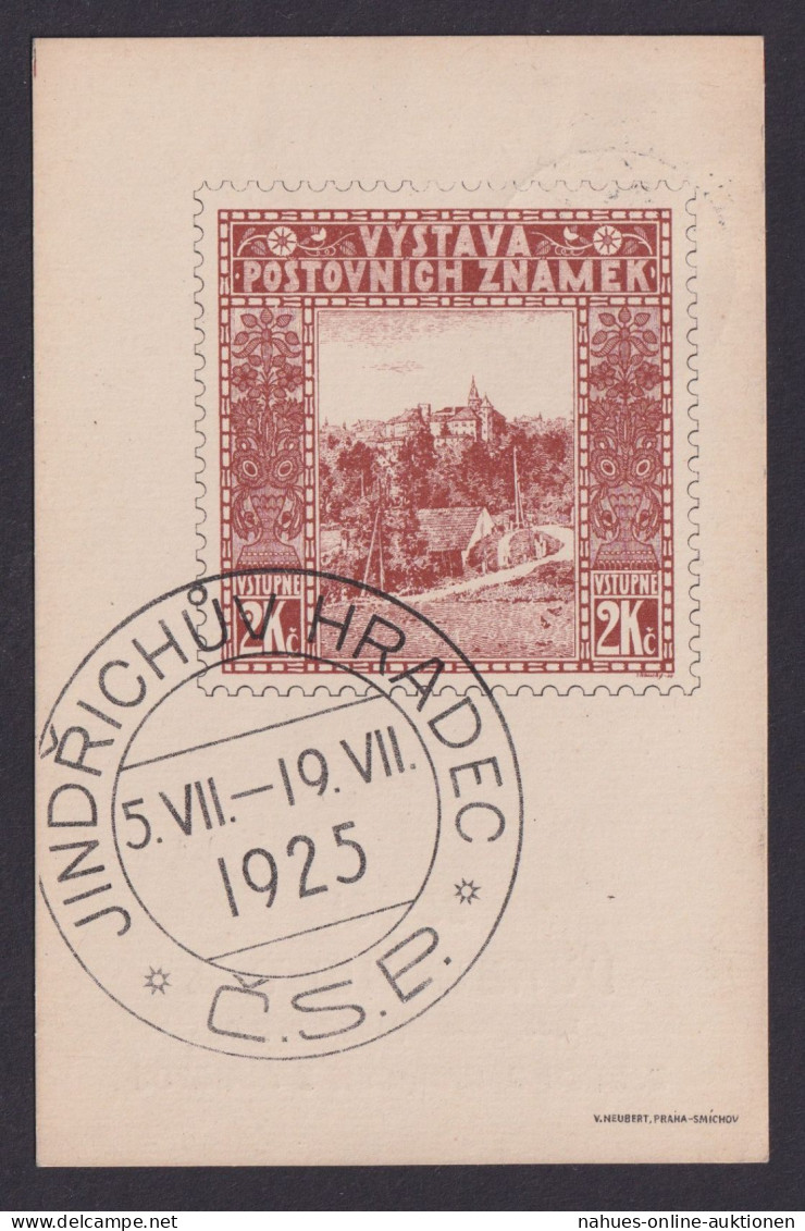 Tschechien Jindřichův Hradec Sonderkarte Philatelie Abbildung Briefmarke 1925 - Briefe U. Dokumente