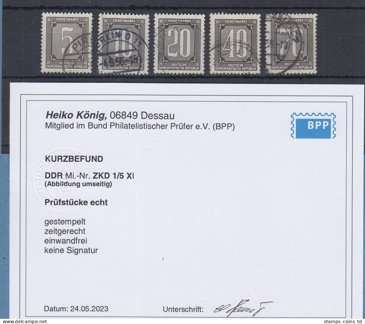 DDR Dienstmarken ZKD Mi.-Nr. 1-5 XI Satz Kpl. Echt Gestempelt Mit Befund König - Usati