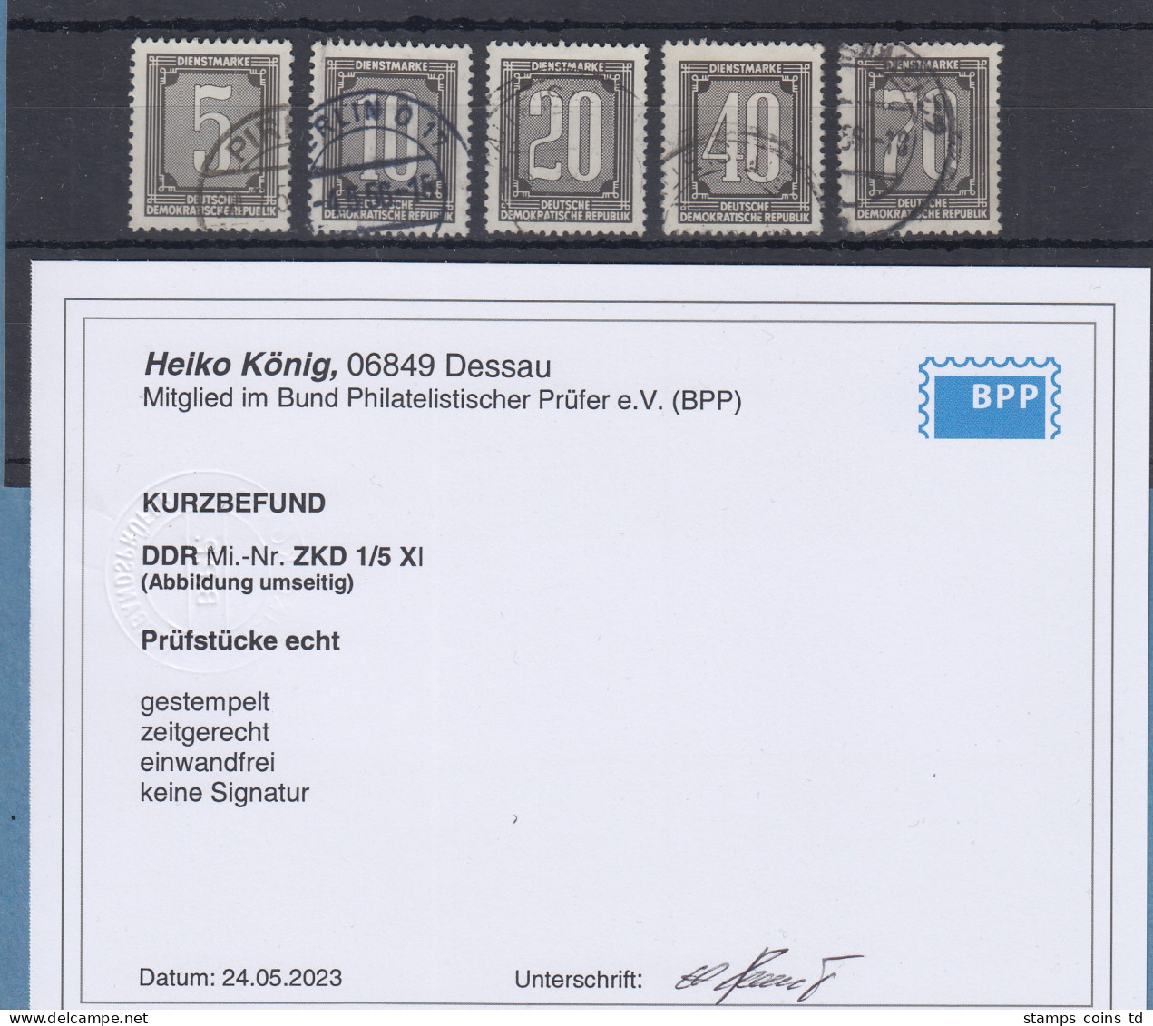 DDR Dienstmarken ZKD Mi.-Nr. 1-5 XI Satz Kpl. Echt Gestempelt Mit Befund König - Gebraucht