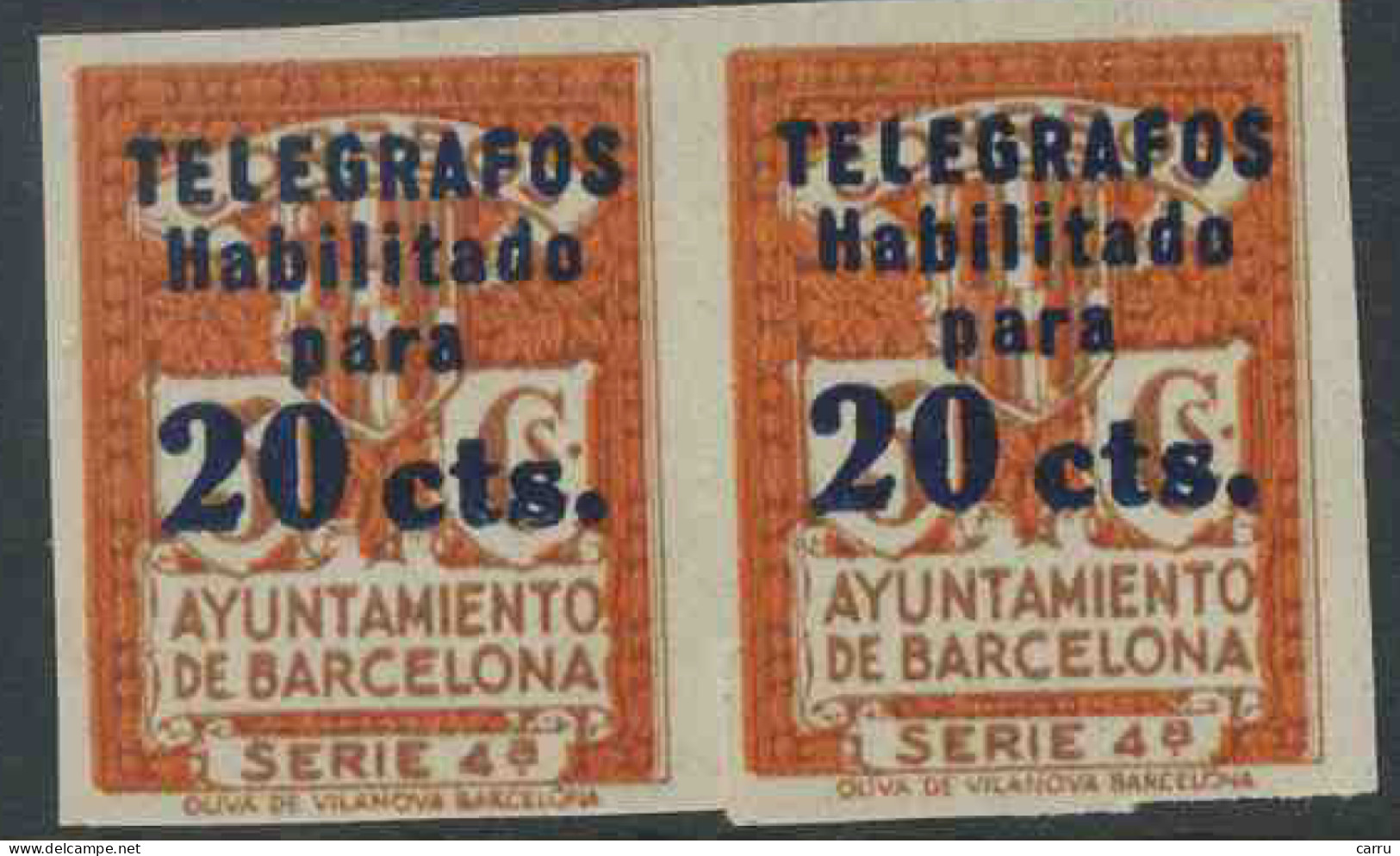 España - Barcelona - Telégrafos 1936-1938 (edifil 11, Pareja, Sin Dentar) - Barcellona