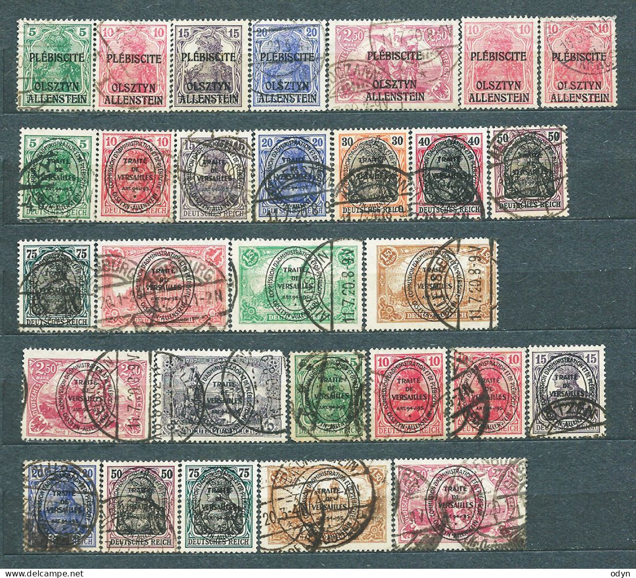 Plebiscite 1920, Allenstein, Lot Of 29 Stamps From Sets MiNr 1-14 And 15-28 - Used - Allenstein