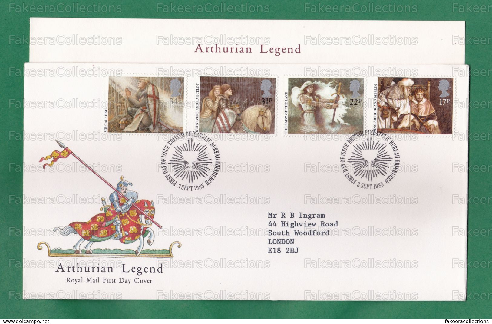 GB GREAT BRITAIN 1985 Grande Bretagne - ARTHURIAN LEGEND - 4v FDC + Brochure - Horses, Horse, Arthur, Merlin, Sword - Horses