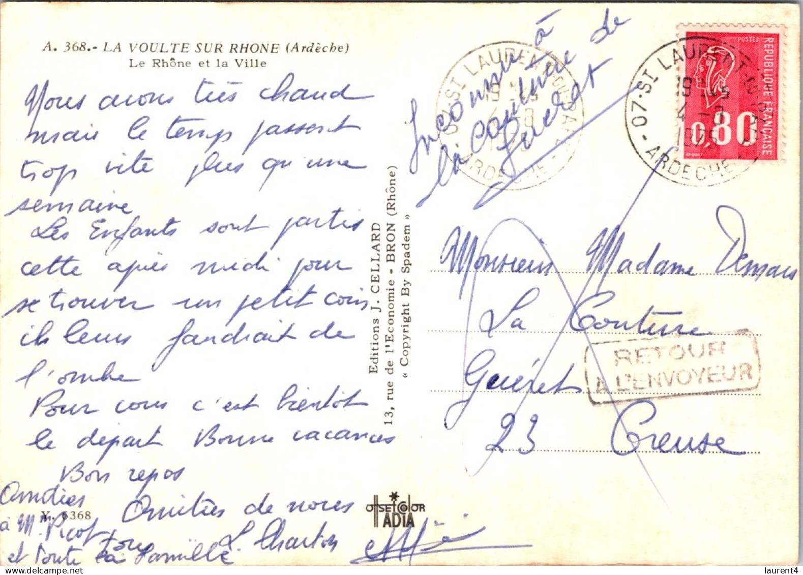 21-3-2024 (3 Y 36) France  (posted 1985) La Voulte Sur Rhone - Retour A L'Envoyeur (RTS) - La Voulte-sur-Rhône