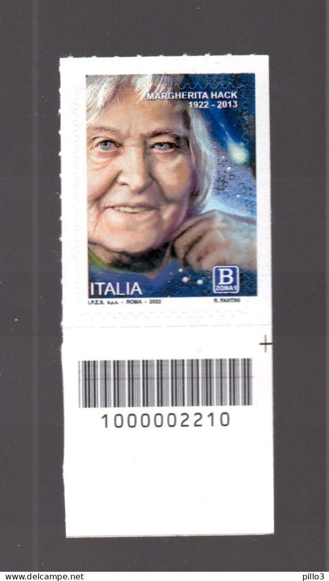 ITALIA  : Margherita Hack,  Astrofisica -  C/Barre 2210  MNH**  Del  12.06.2022 - Codici A Barre