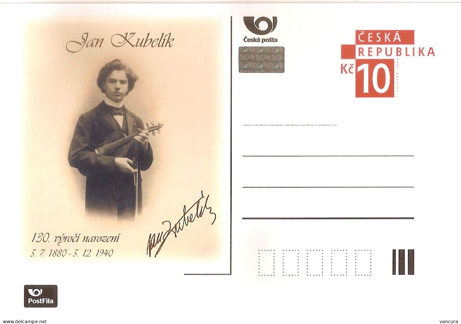 CDV A 181 Czech Republic Jan Kubelik Anniversary 2010 - Cartes Postales