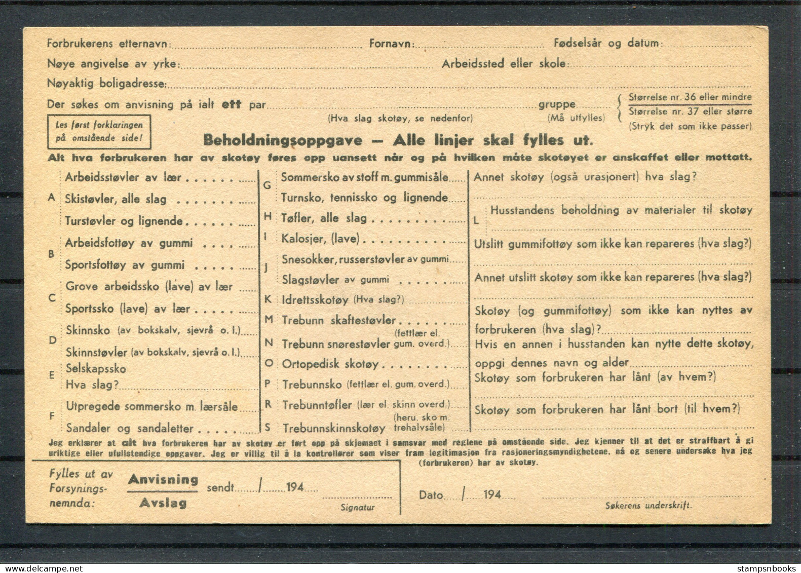 WW2 Norway x 7 different Ration Application Stationery Postcards - Soknad Halvsalingskort Skotoykort Soknadskort