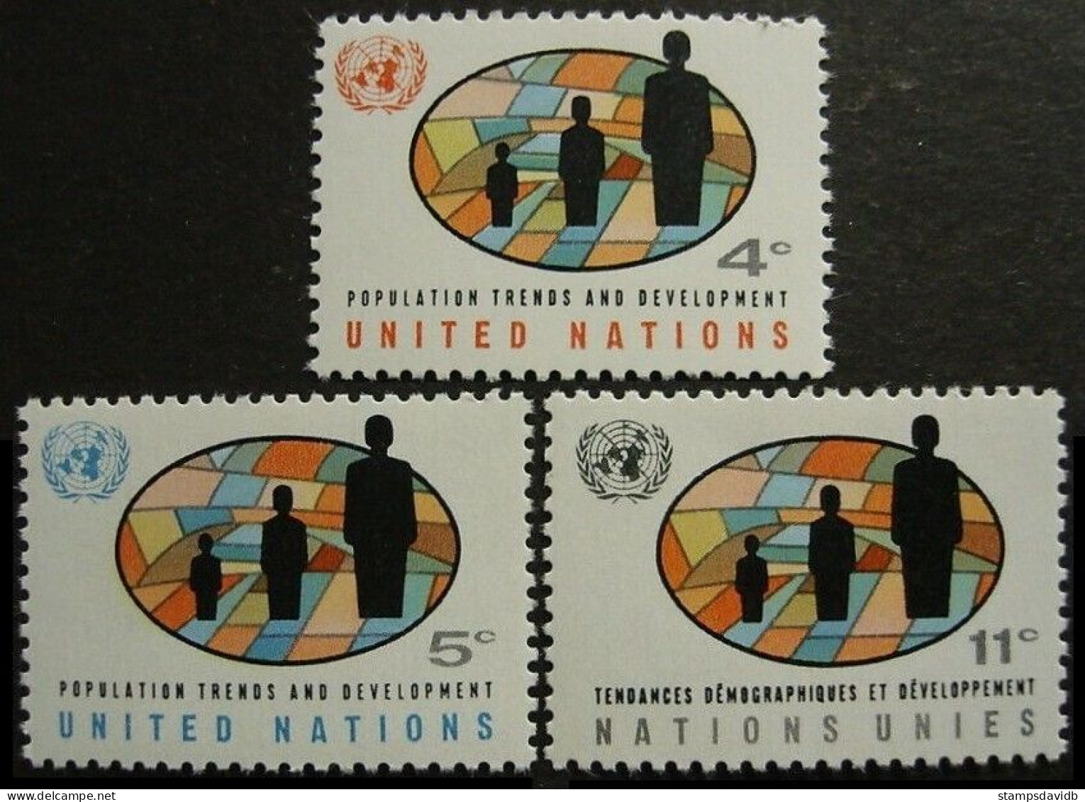 1965 UN New York 160-162 Population Trends And Development - Unused Stamps