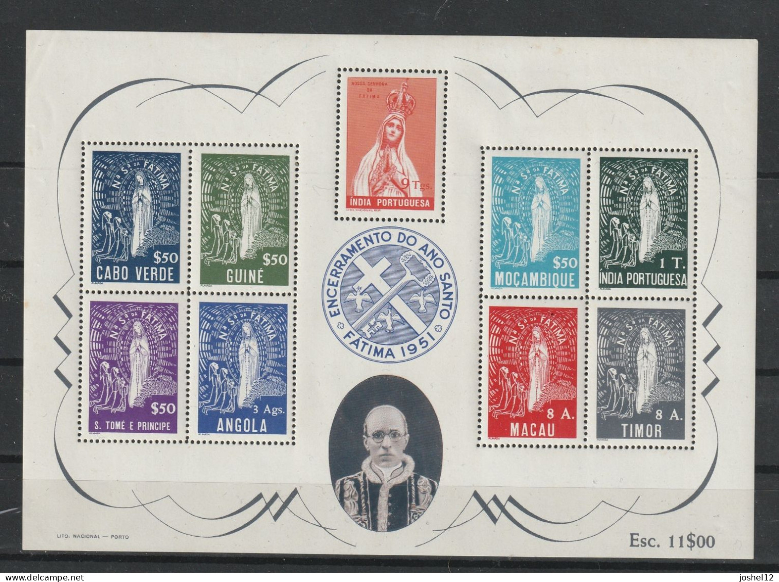 Macau Macao & Colonies 1951 Fatima MS. MNH. Some Faults (small Creases In Top Left Corner) - Neufs