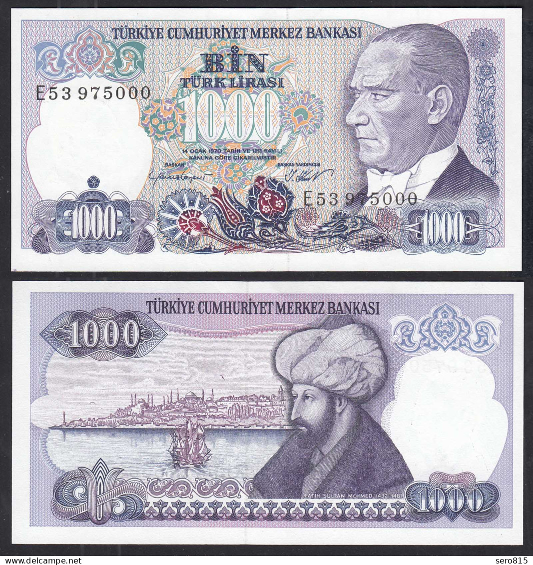 Türkei - Turkey 1000 Lira Banknote 1970 (1986) Pick 196 UNC ATATÜRK  (30262 - Turquia