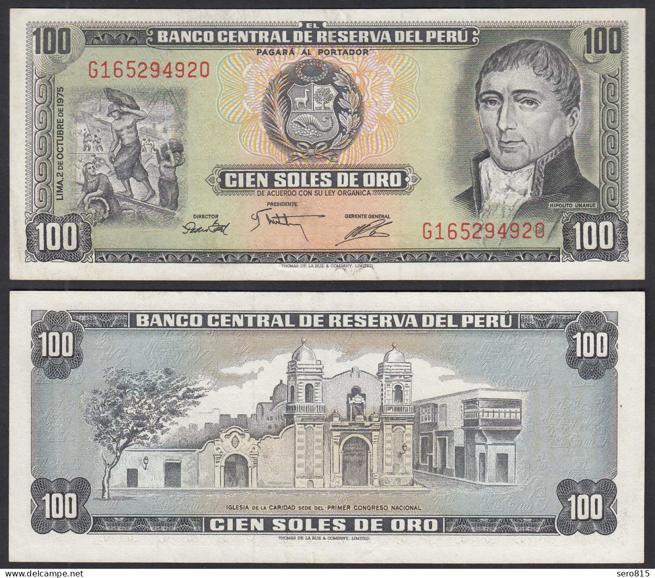 Peru - 100 SOLES DE ORO 2-10-1975 Banknote - Pick 108 - UNC (1)    (31959 - Sonstige – Amerika