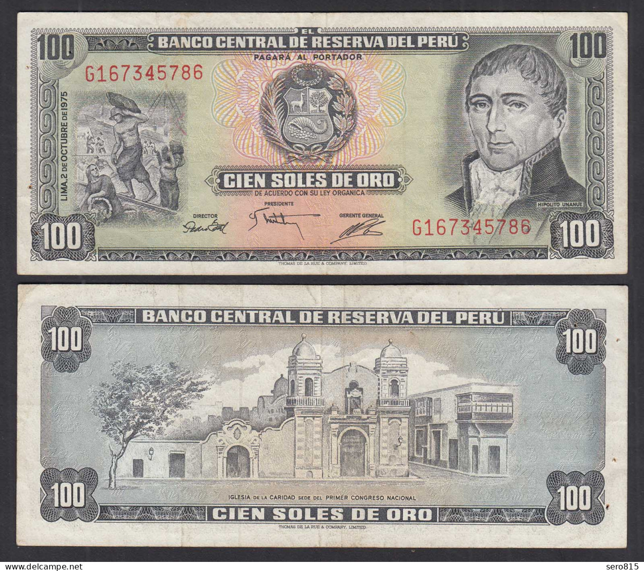 Peru - 100 SOLES DE ORO 2-10-1975 Banknote - Pick 108 - VF (3)    (31960 - Altri – America