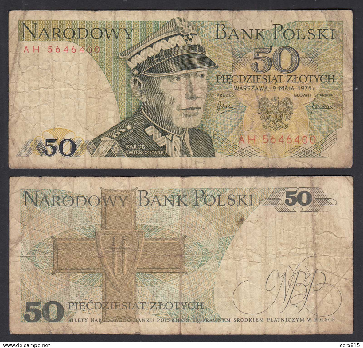 Polen - Poland 50 Zloty Banknote 1975 Pick 142a VG (5) Serie AH  (32366 - Polonia
