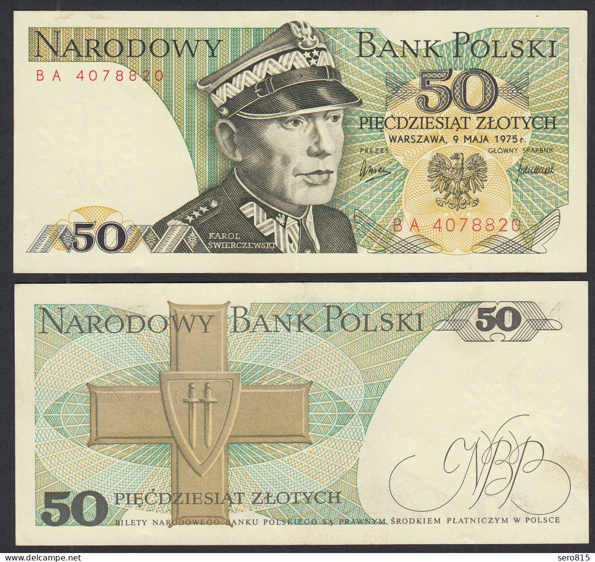 Polen - Poland 50 Zloty Banknote 1975 Pick 142a VF+ (3+) Serie BA  (32364 - Polonia