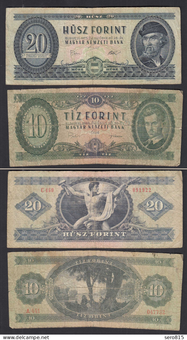 UNGARN - HUNGARY 10 Forint 1989 + 20 Forint 1975    (32433 - Hongrie