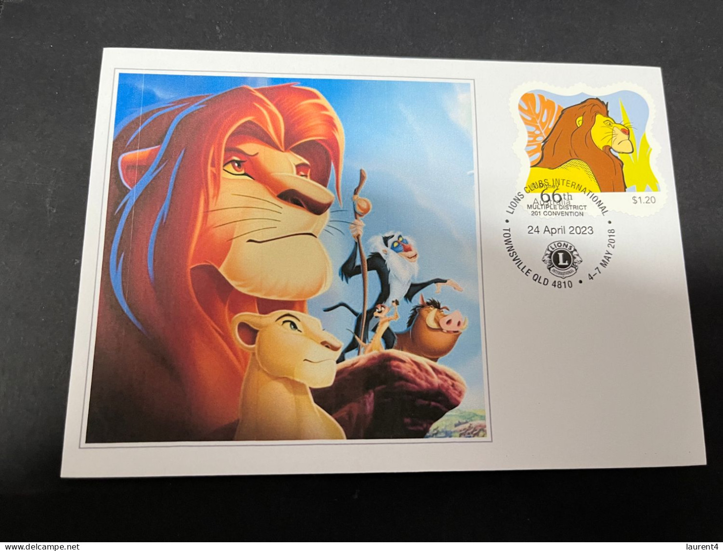 21-3-2024 (3 Y 37) The Lion King (cover With New Australia Lion King Stamp) & Lion Club Int. Postmark - Covers & Documents