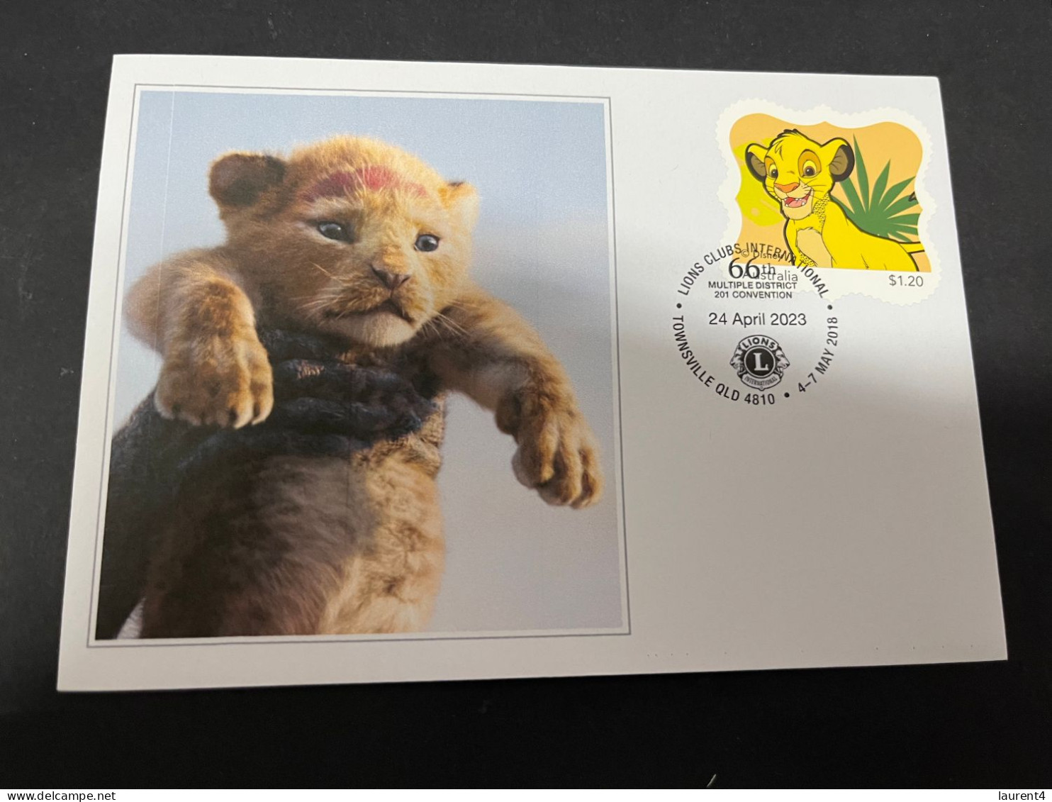 21-3-2024 (3 Y 37) The Lion King (cover With New Australia Lion King Stamp) & Lion Club Int. Postmark - Lettres & Documents