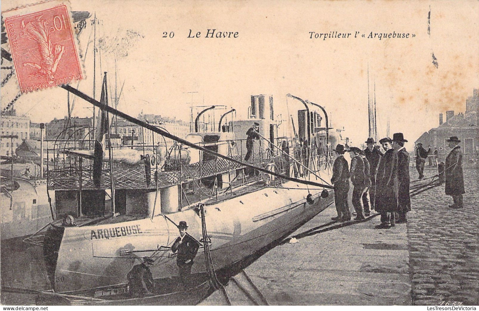 FRANCE - Le Havre - Torpilleur L'arquebuse - Animé - Carte Postale Ancienne - Port
