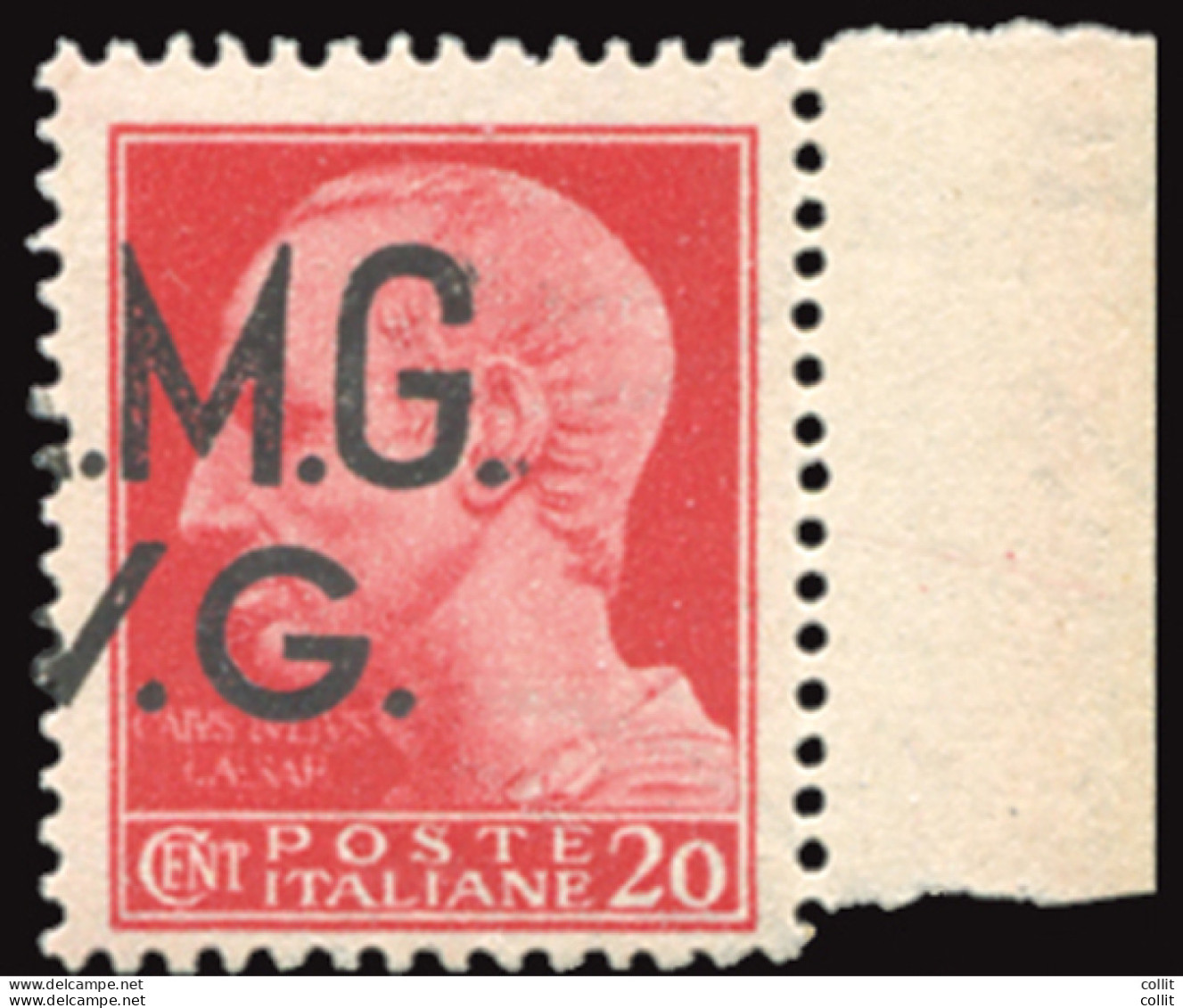 AMG. VG. - Cent. 20 Varietà Soprastampa Solo M.G./V.G. - Neufs