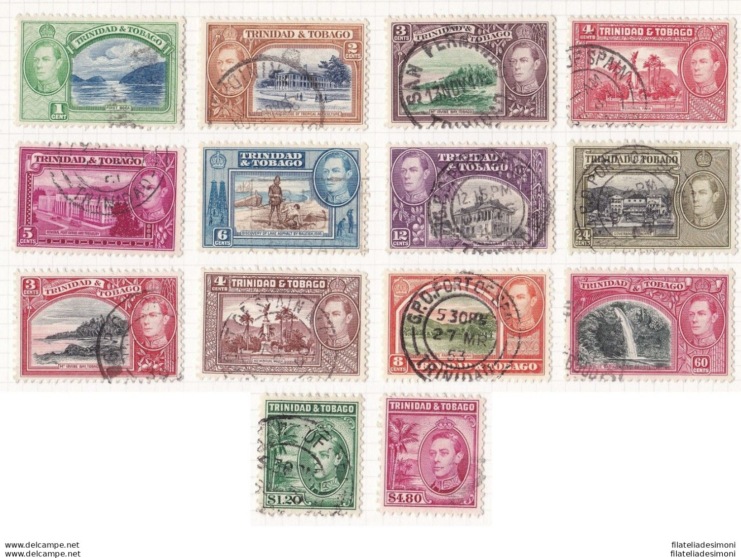 1938-44 TRINIDAD, SG 246/256 Set Of 14 USED - Otros & Sin Clasificación