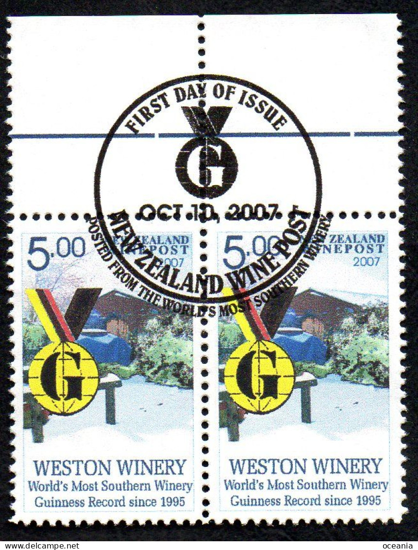 NEW ZEALAND WINE POST 2007. Guinness Record Pair With FDC Postmark - Otros & Sin Clasificación