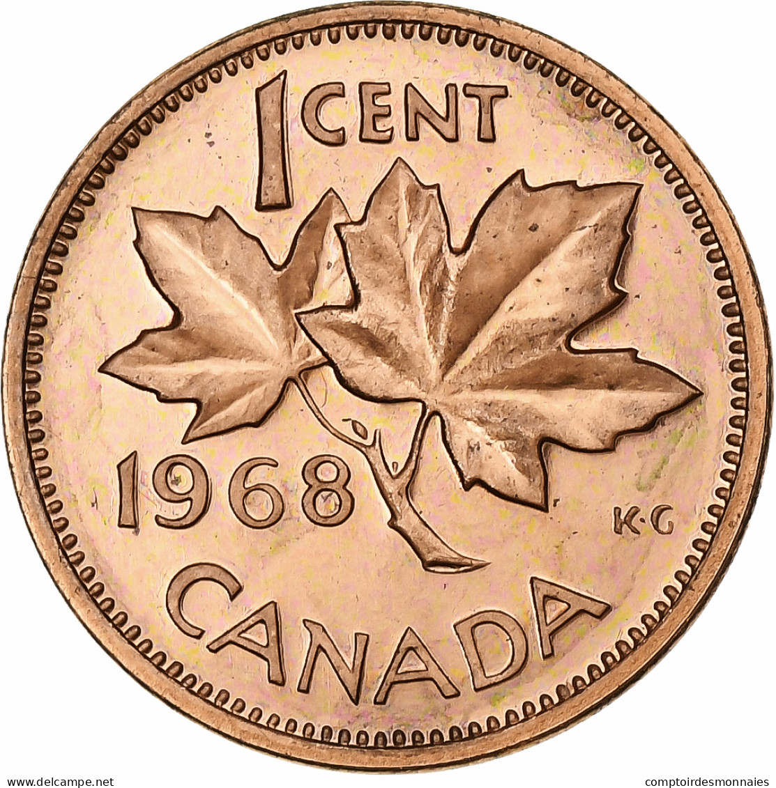 Canada, Elizabeth II, Cent, 1968, Royal Canadian Mint, Bronze, FDC, KM:59.1 - Canada